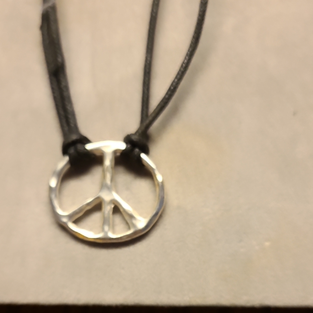 Silver Colored Peace Pendant Necklace - Picture 3 of 3